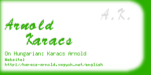 arnold karacs business card